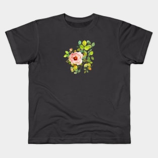 SINGLE CLIMBING ROSE WITH BUD WATERCOLOR FLOWERS Kids T-Shirt